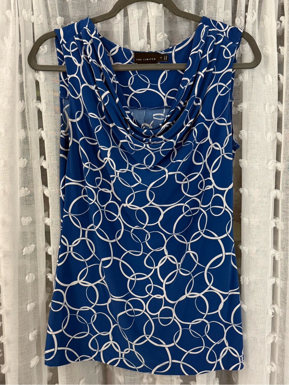 The Limited — Royal Blue & White Cowl Neck Sleeveless Top, Business Casual, Y2K